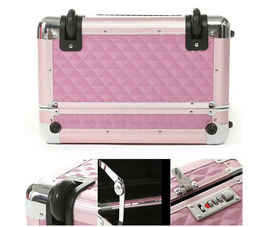 High quality class customized black trolley aluminum devices demo trunk case with wheels