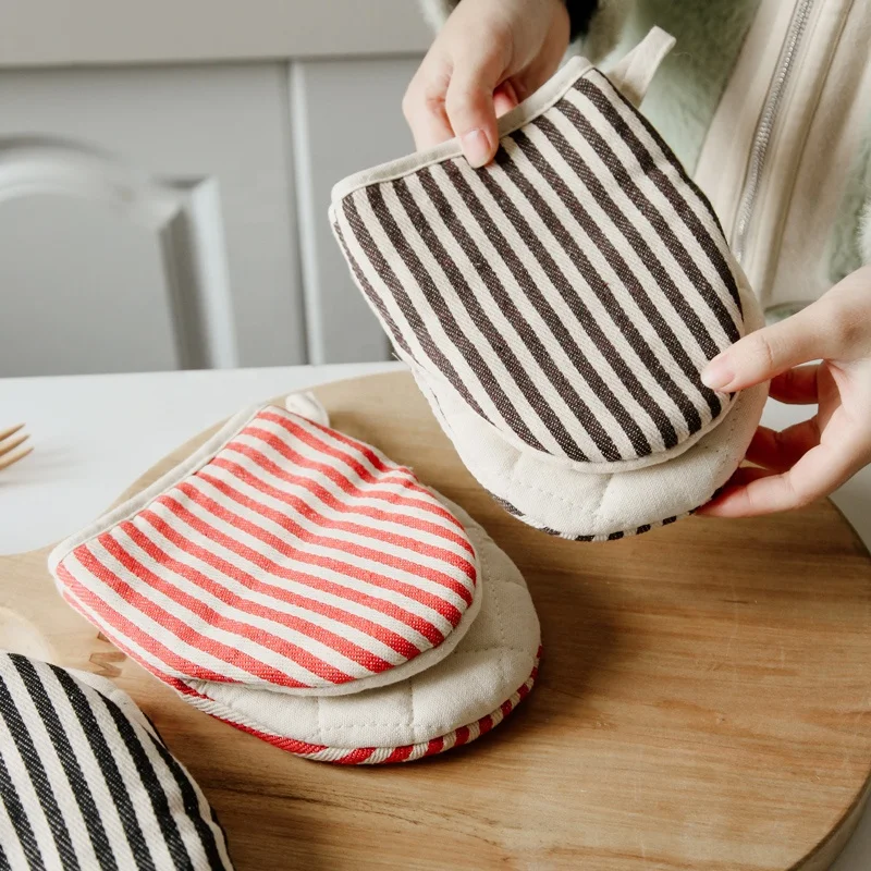 Stripe Print Duck bill shape cotton kitchen oven mitts custom and pot holders oven gloves