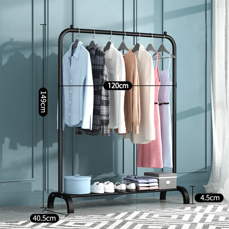 Clothes Drying Rack Foldable Double-Layer Large Storage Space Shoe Rack With Coat Hanging Cabinet And Hook