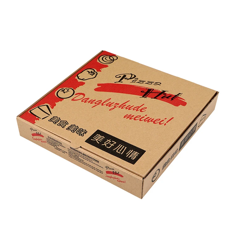 Eco-friendly Custom logo Various Size Corrugated packaging food box Paper Pizza Box