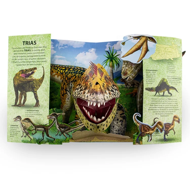 Board book with dinosaur 3D pop up hardcare children bible stories printing