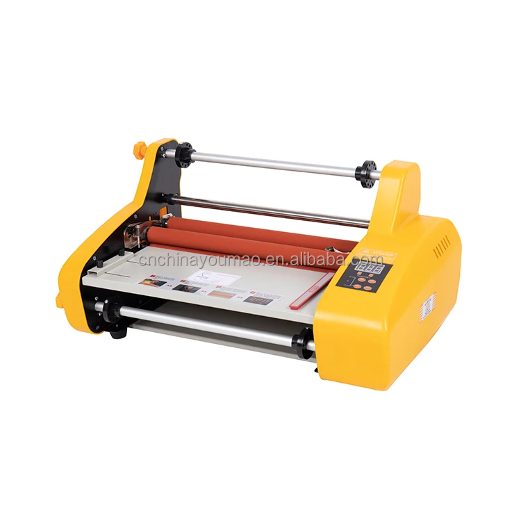 Yellow Or Black Fm3510 Desktop Heated Hot Roll Laminator For Wholesale Double Sides Lamination