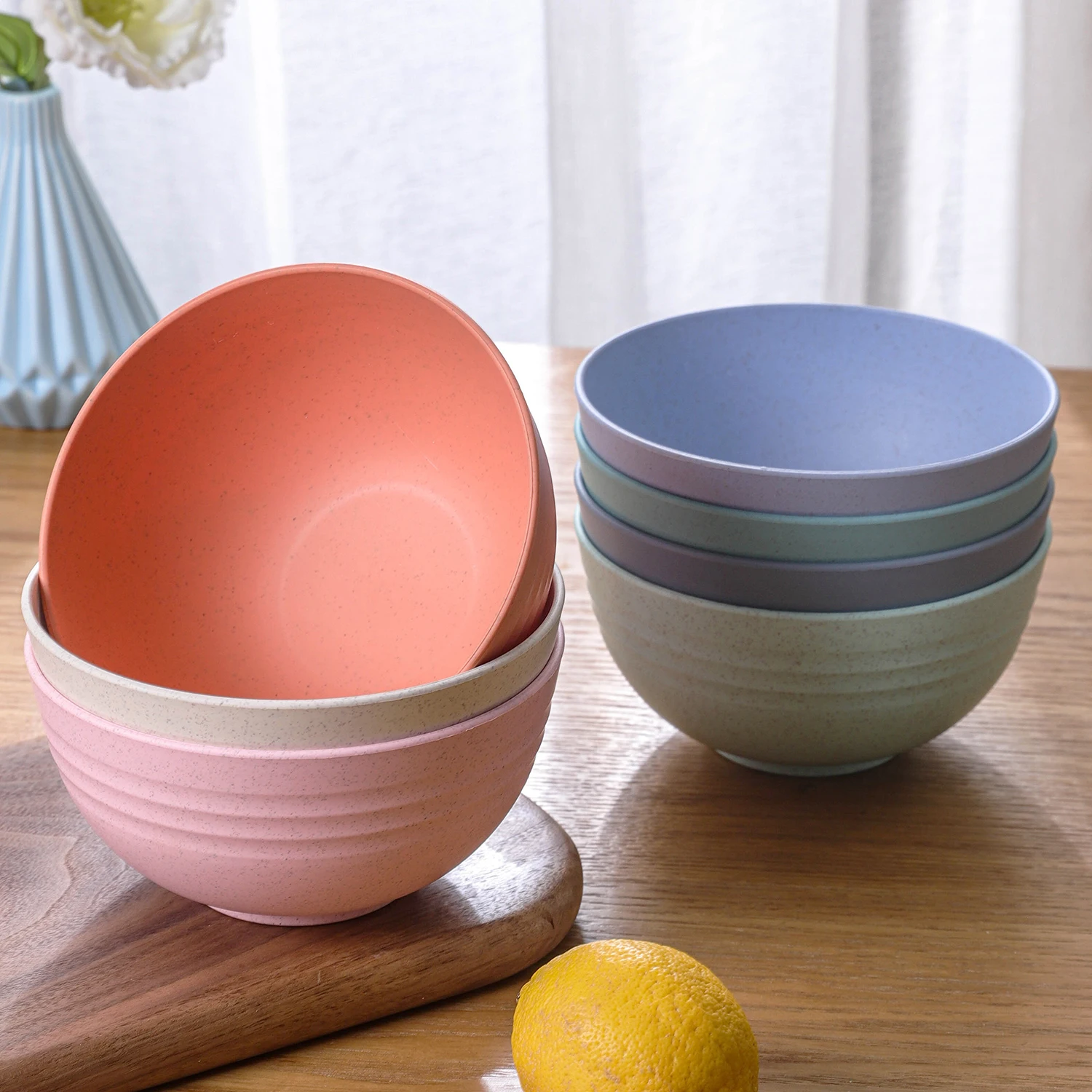 Hot selling Eco-Friendly Fruit Salad Soup Food Bowl Microwavable Wheat Straw Plastic bowls