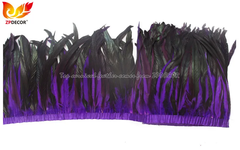 ZPDECOR Factory Wholesale 30-35 cm Dyed Purple Rooster Cock Coque Tail Feathers Trim for Carnival Theme Party Dress