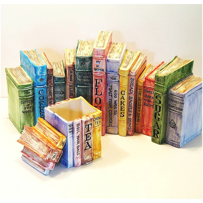 custom beautiful birthday gift unique home decor cookie canister ceramic book shaped jar