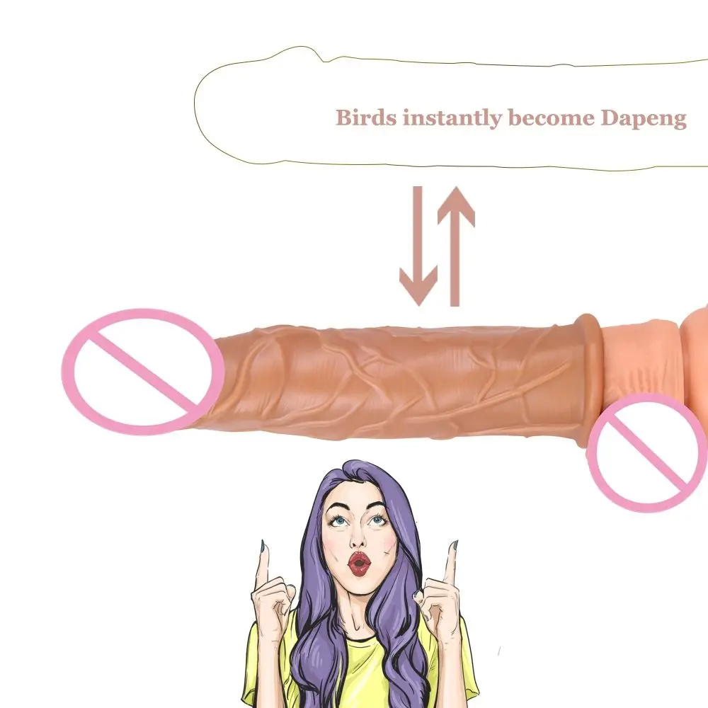 Realistic Penis Sleeve Extender Cock Penis Ring Reusable TPE Dildos Condom Delay Ejaculation Dick Enlargement Sex Toys For Men