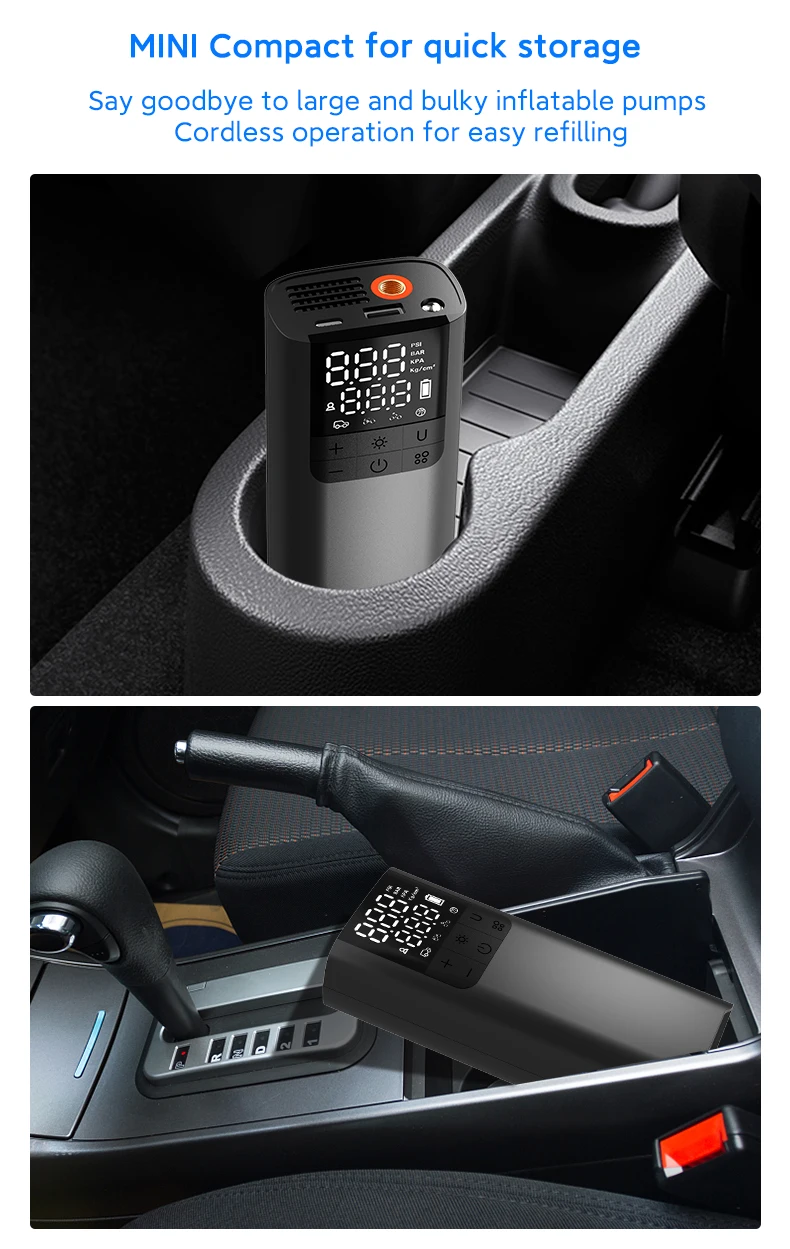 NEWO mini portable electric tyre pump digital smart automatic motorcycle tire inflator wireless car air pump