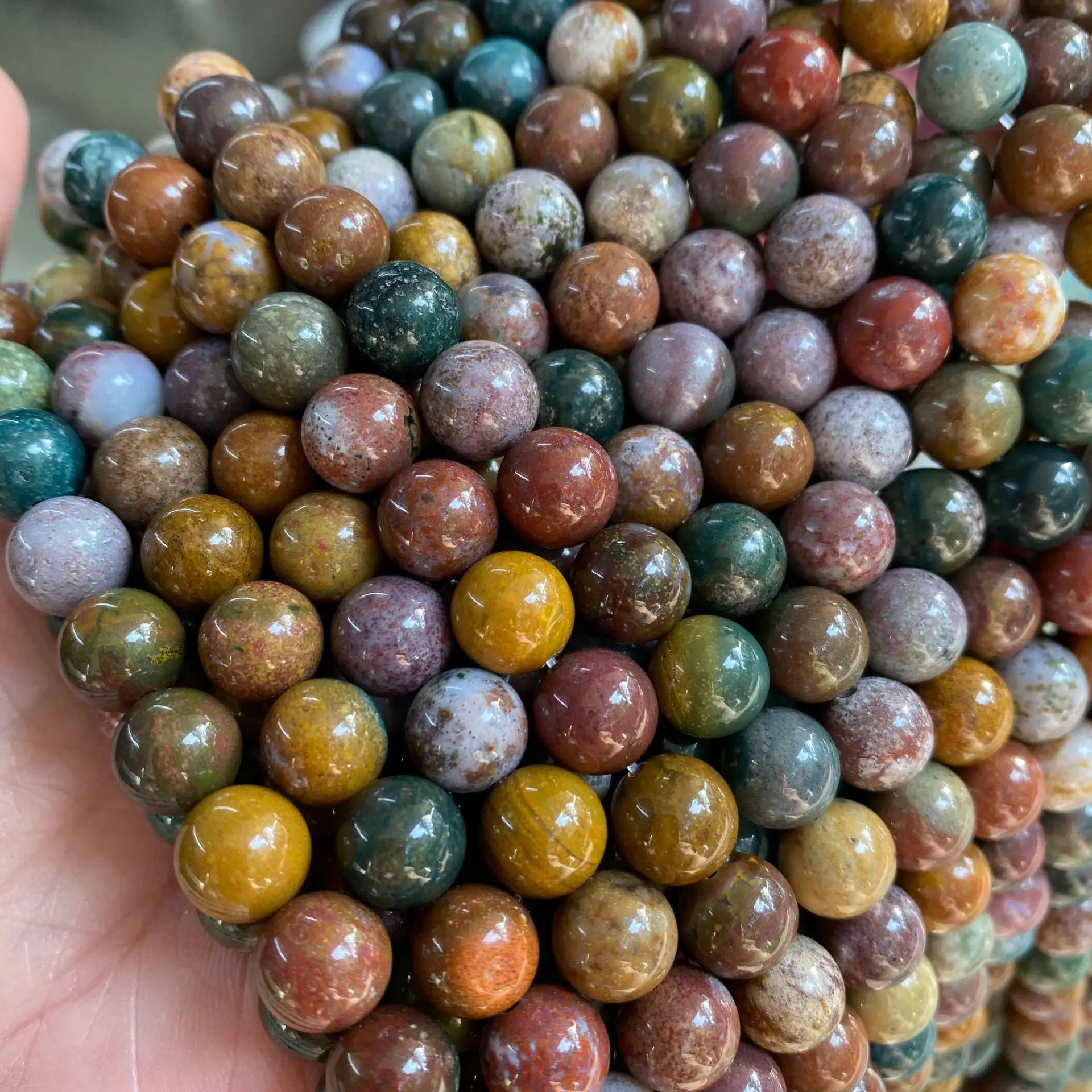 4mm 6mm 8mm 10mm 12mm Ocean Jasper Natural Stone Beads for DIY Bracelet Necklace Jewelry Making