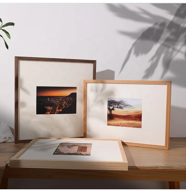 factory wholesaleModern fashion stylish A4 8x11.5 inches 21x30cm Wall mounted Solid Wood oak picture poster Photo Frame with mat