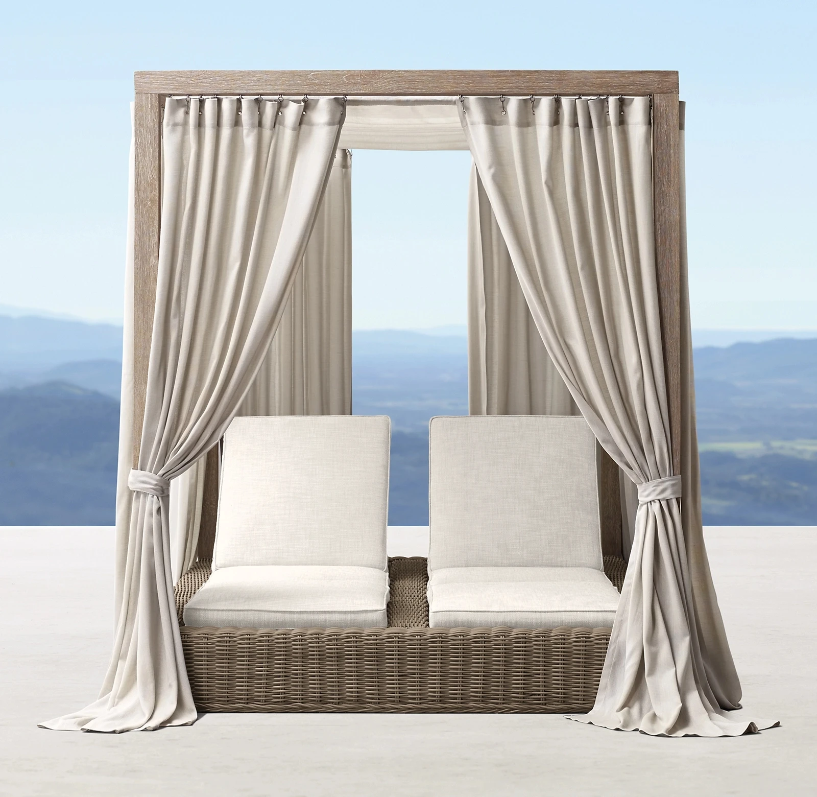 hotel daybed with teak roof rattan pool sun bed aluminum frame sunbed factory garden outdoor furniture