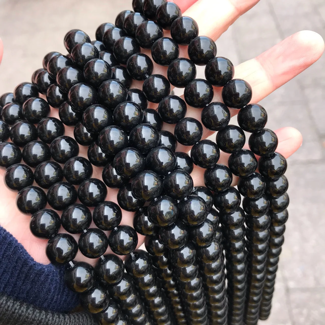 factory wholesale jewelry loose beads 8mm agate gemstone bangles healing natural stone beads black onyx for jewelry making