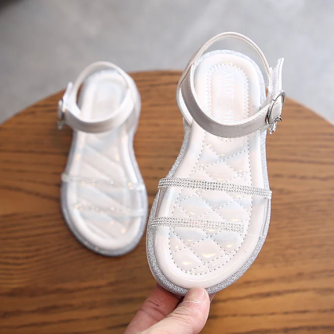 
KS0435 Wholesale kids sandals summer nice rhinestone design girls clear sandals 2020 