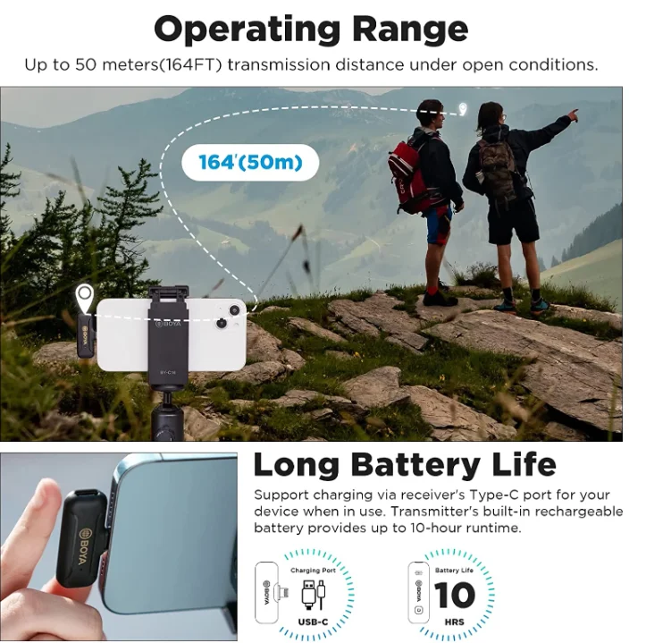 Профессиональный беспроводной петличный микрофон BOYA BY WM3T2 мини-микрофон на лацкане 2 4 ГГц двухканальная система для ввоза iPhone