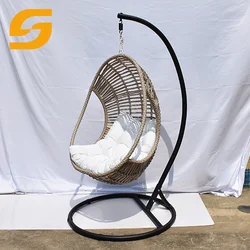 SUNLINK Foshan Factory Commercial Patio Swing Rattan Single Egg Shell Hanging Swing Chair