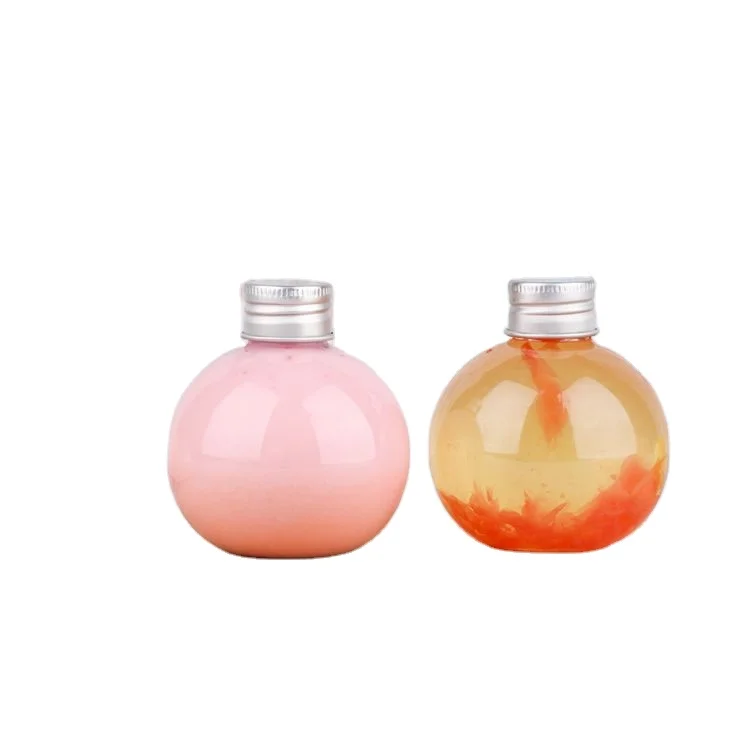 Manufacturers customized 150ml spherical beverage juice bottle disposable plastic bottle aluminum cap