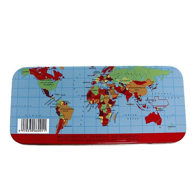 9pcs Mathematical compass Set School Student Stationery Geometry Iron Box Set instrument Math Set