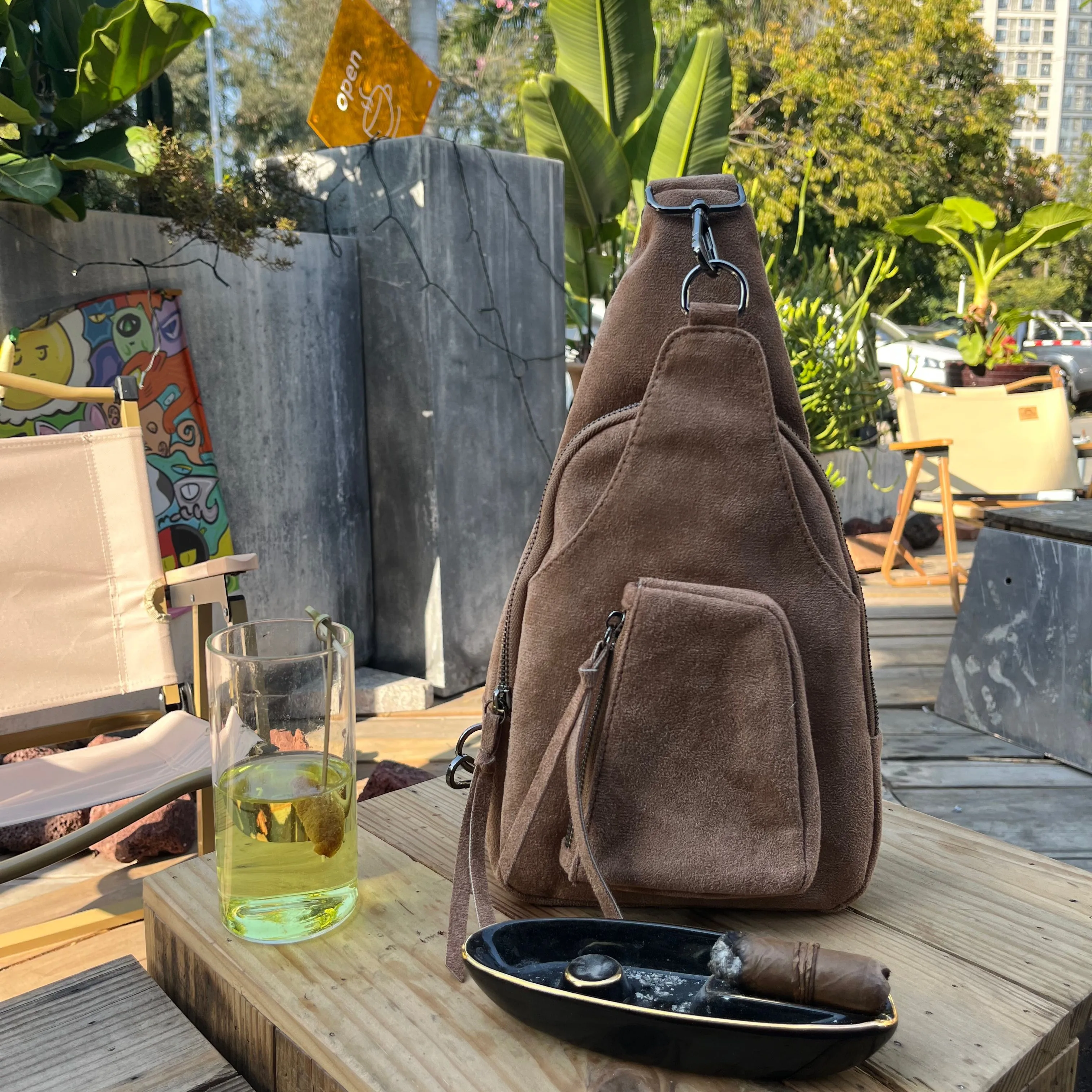 Wholesale New Solid Suede Waist Bag Lightweight Sling Crossbody Bag Multifunctional Casual Chest Bag DOM Y-2085