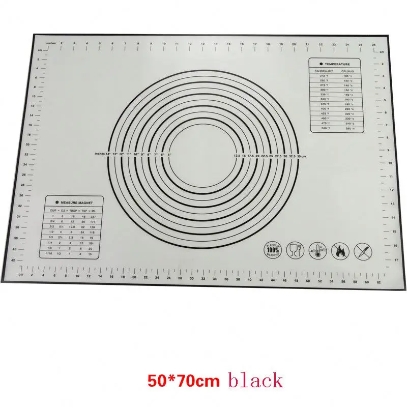 XL size 50x60cm nonstick nonslip silicone dough mat with measuring marks silicone dough rolling sheet for pie and pizza