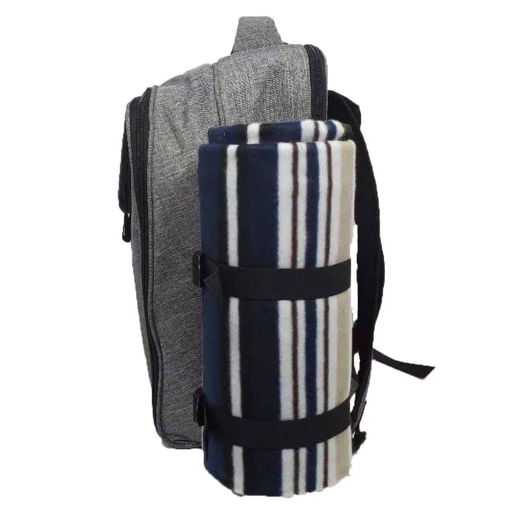 Picnic Backpack Stylish All-in-One Portable Picnic Bag with Complete Cutlery Set, Stainless Steel S/P Shakers | Picnic Blanket