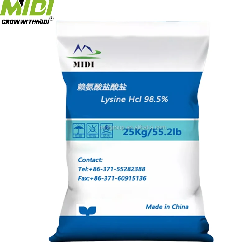 High Quality Feed Grade L-lysine 98.5% HCL Amino Acid Powder for Fish Dog Pig Cattle Horse Animal Use