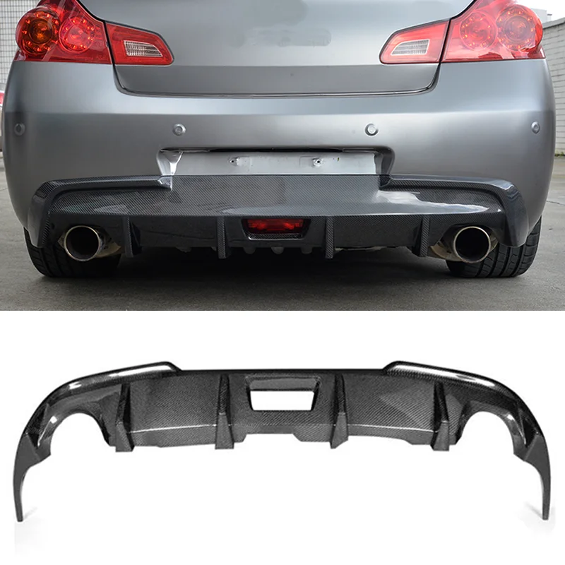 Gloss Black G37 Body Kit Carbon Fiber Rear Bumper Lip Diffuser for Infiniti G Series G37 G25 Base Sport Sedan 4-Door 09-13