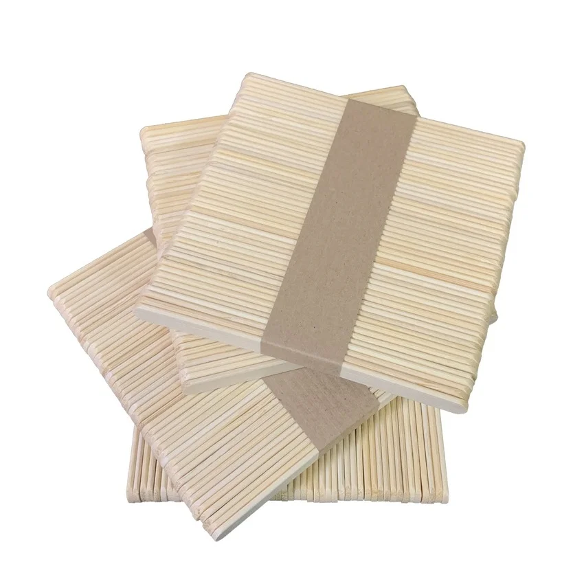 110-160mm 100pcs/box Revolvedor de cafe Palitos de helado de madera B aton barbe  papa Houten stokken Candy floss sticks
