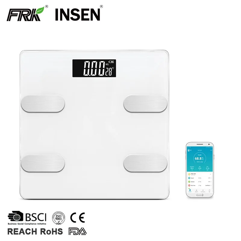 180Kg Bathroom Blue tooth BMI Digital Body Fat And Water Measuring Smart Analyzer Scale