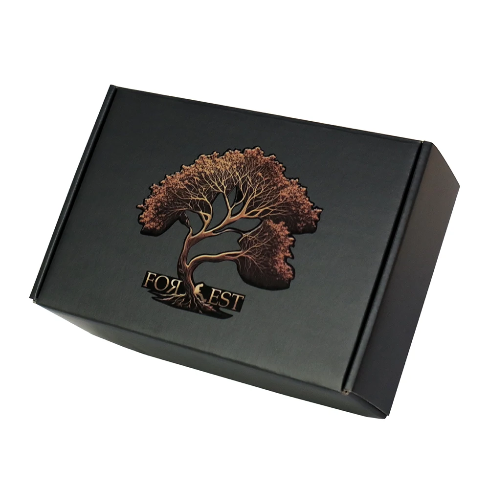 Double Side Color Printing Corrugated Cardboard E-commerce Black Foldable Mailing Box