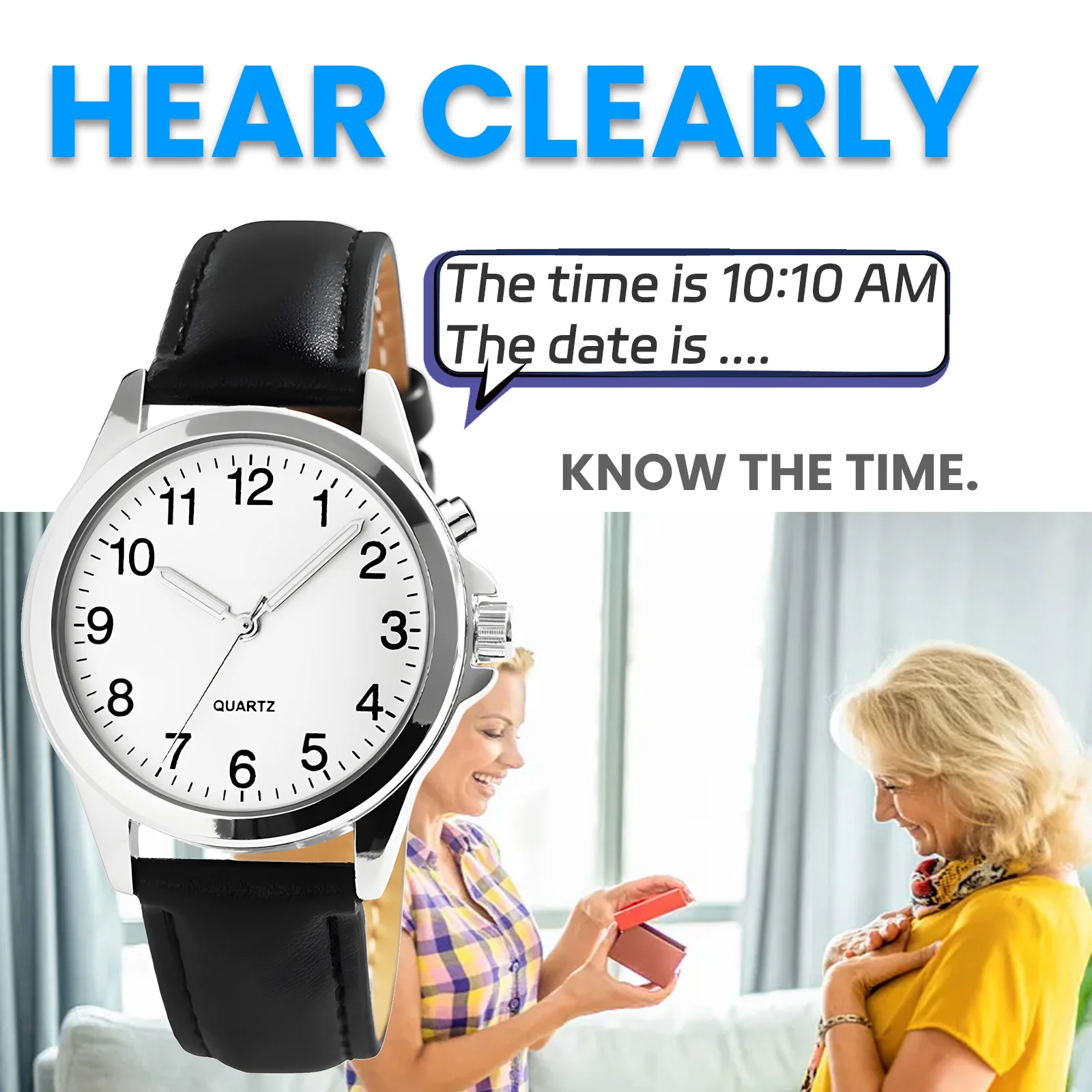 Germany Spanish English Talking Watch Jumbo Number Analog Watch for The Blind Visually Impaired Seniors