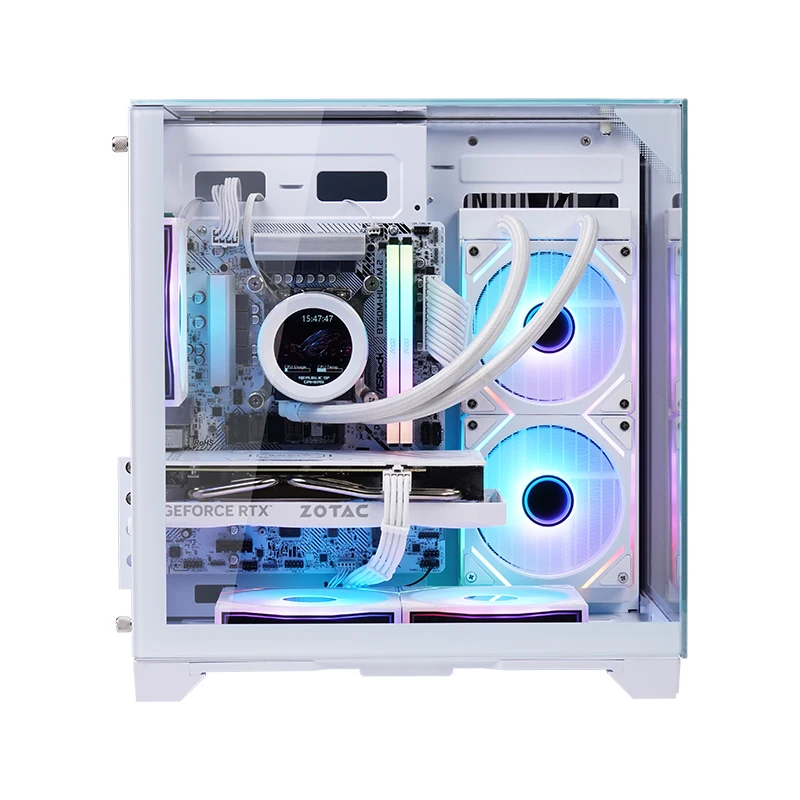 Herder New Design RGB Fans Computer Cases & Towers Micro-ATX ITX PC Case Mid Tower Tempered Glass Cabinet Case