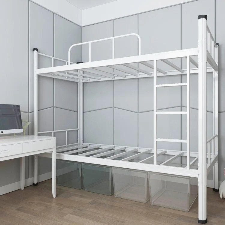 wholesale New design steel double decker single size Good quality heavy duty steel bunk bed