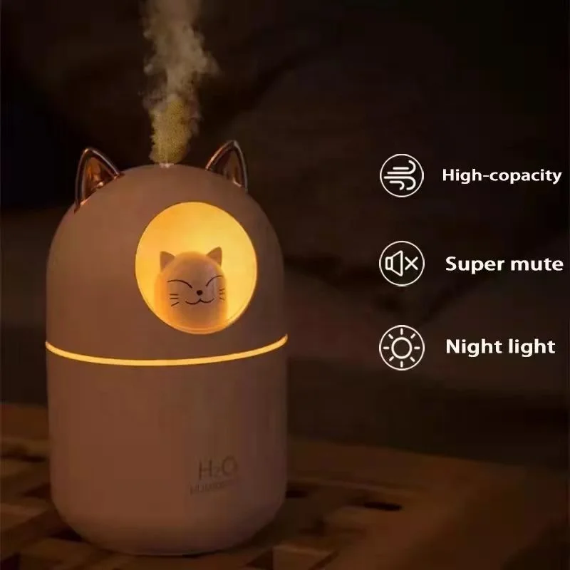 Portable 300 ml air humidifier aromatic oil diffuser USB cold mist spray with color night light for domestic car