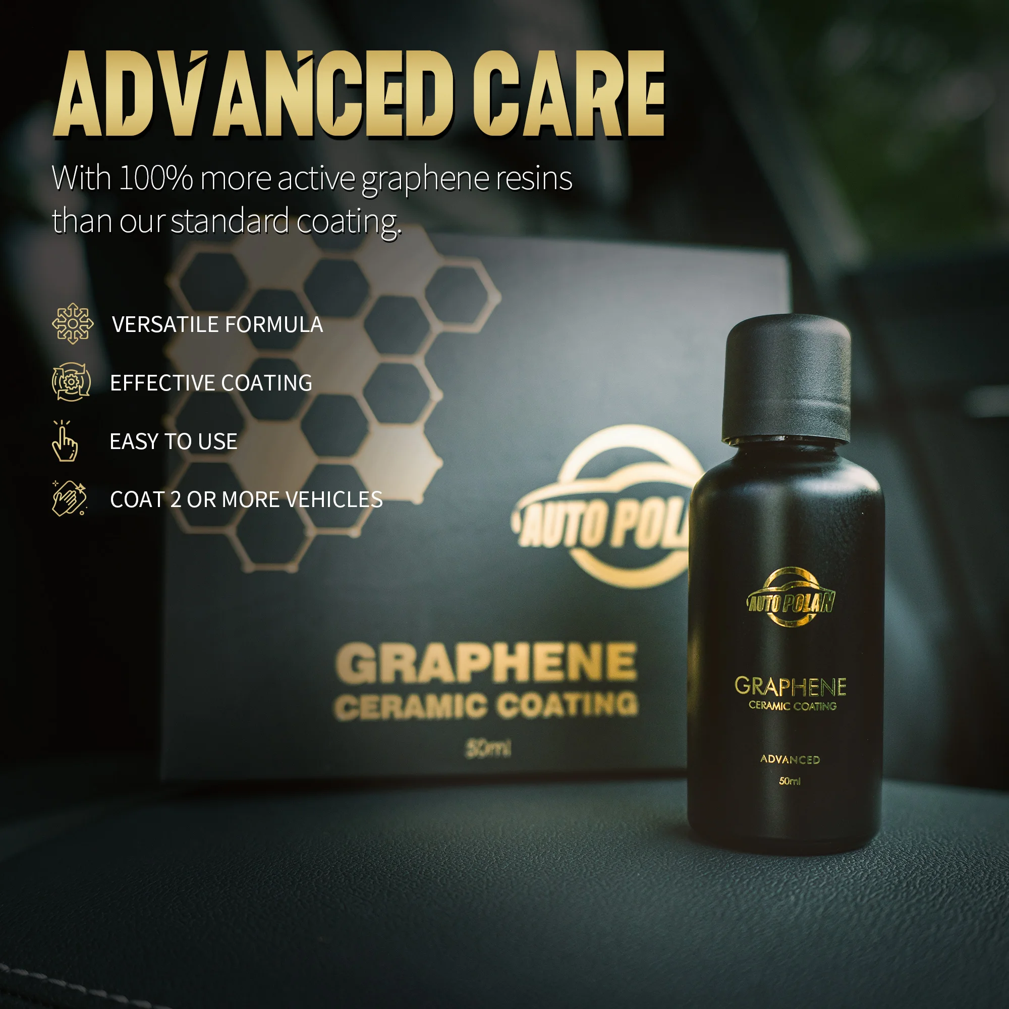 Auto Graphene Ceramic Coating Kit High Gloss Super Hydrophobic 9H/10H Liquid Wax for Car Paint Care Protection