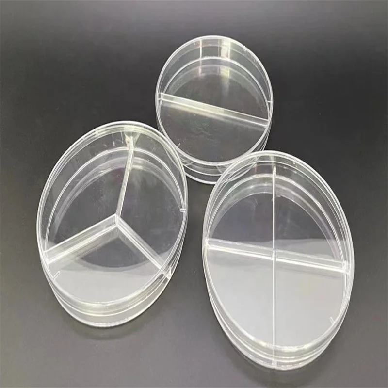 Wholesale Support Custom Round Transparent Lab Conch Stackable Petri Dish Plastic 90x15mm Petri Dish 90x15mm Four Compartments