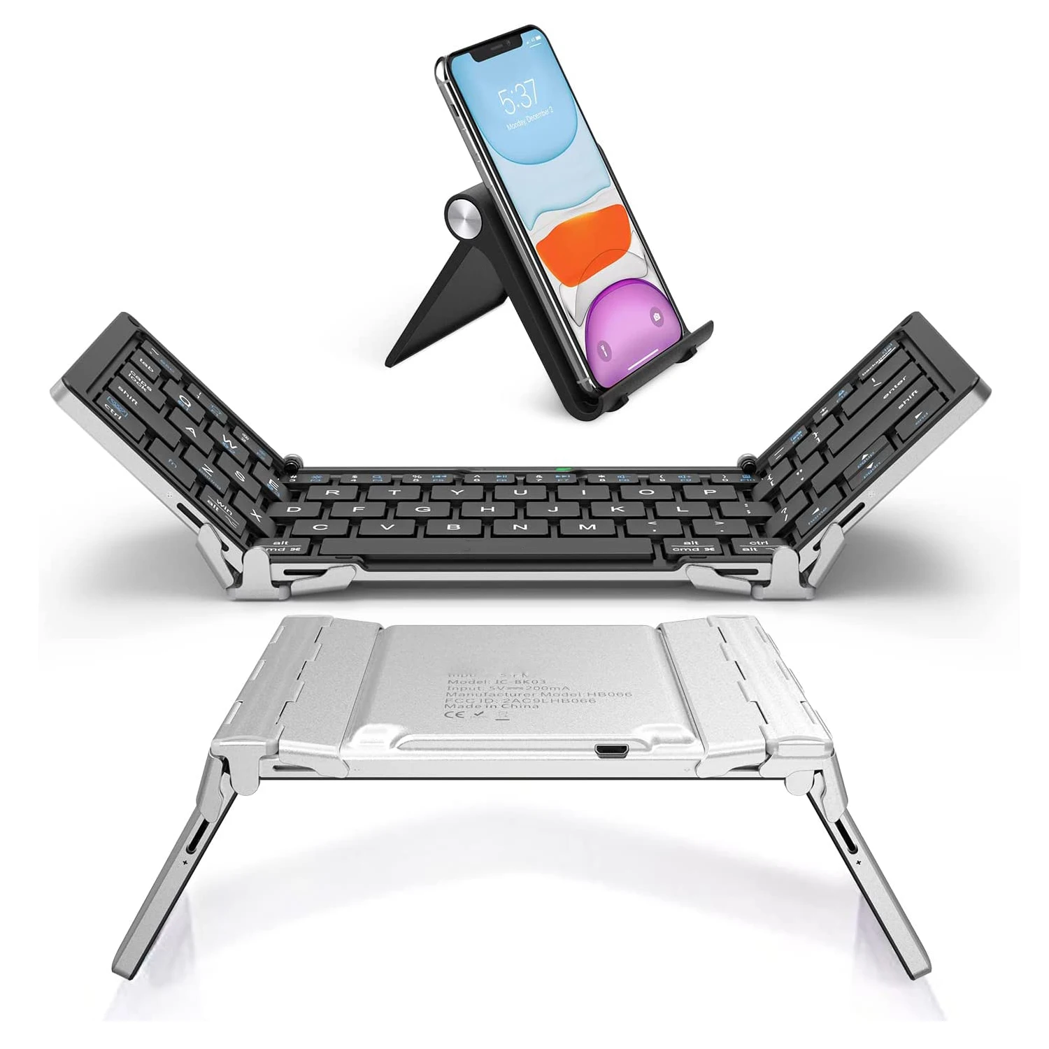 Rechargeable Multi-Device Ultra Slim Portable Mini Bluetooths Folding Keyboard Foldable For Smartphone Ipad Pro Air Tablets
