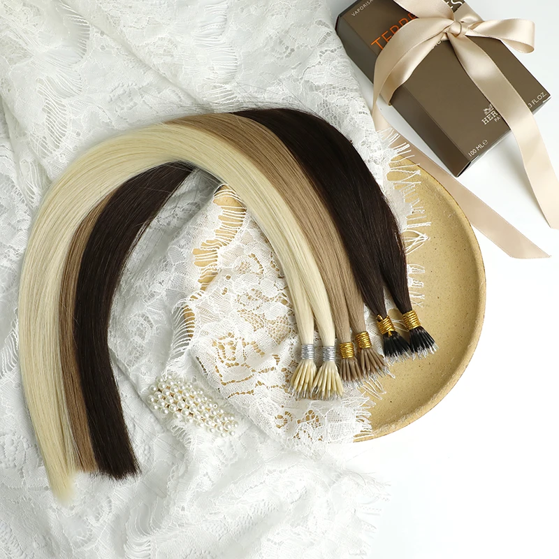 
Wholesale Pre Bonded Nano Ring Hair Extension Private Label Comfortable European Real Remy Hair 
