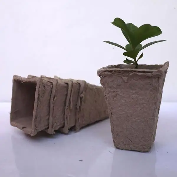 Лидер продаж, биоразлагаемые квадратные кастрюли для саженцев из бумажной целлюлозы