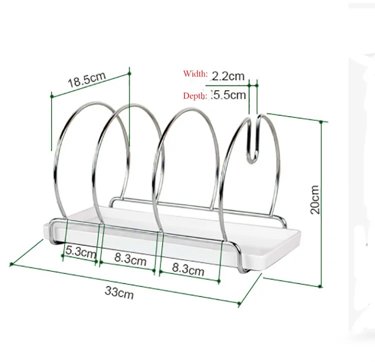 Multifunctional Kitchen Cookware Chopping Board Storage Rack Stainless steel Pot Lid Holder Pot Lid metal Storage Rack