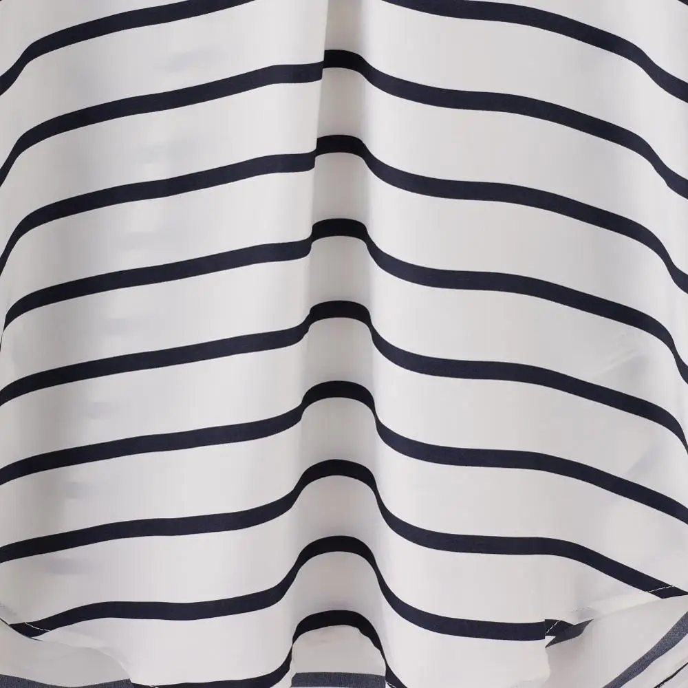 
2020 hot office ladies long contrast color striped 3/4 sleeve silk blouse 