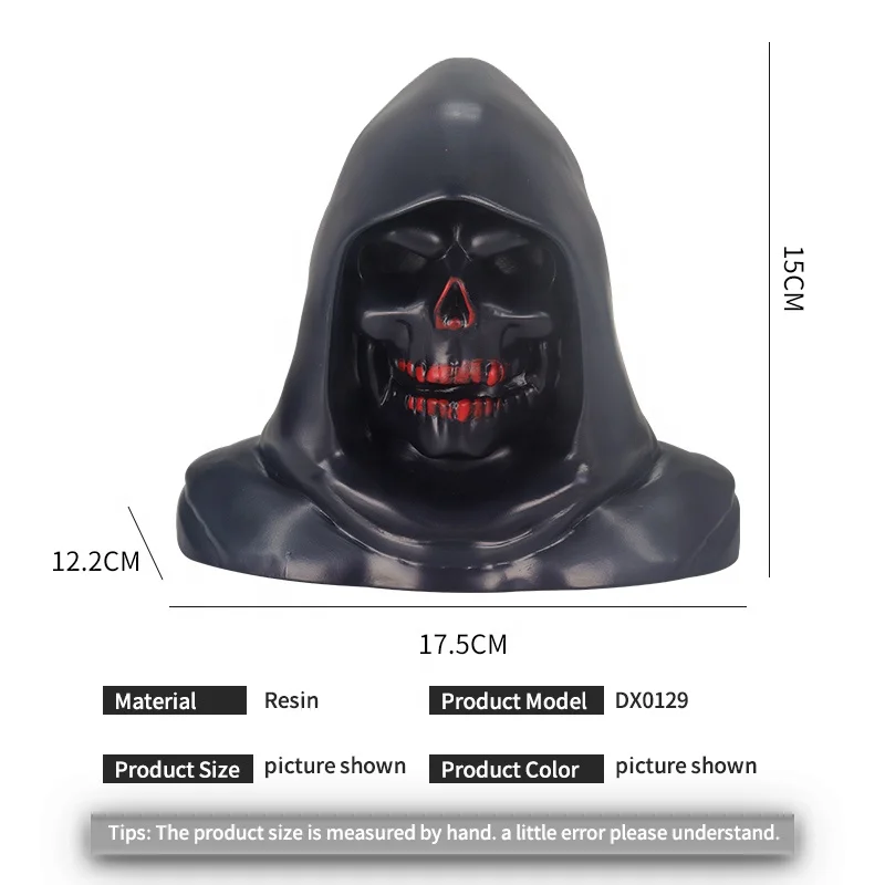 Halloween figurine Human Head Model Resin Crafts Dark Skull statue Gothic Resin sculpture decor Scary black