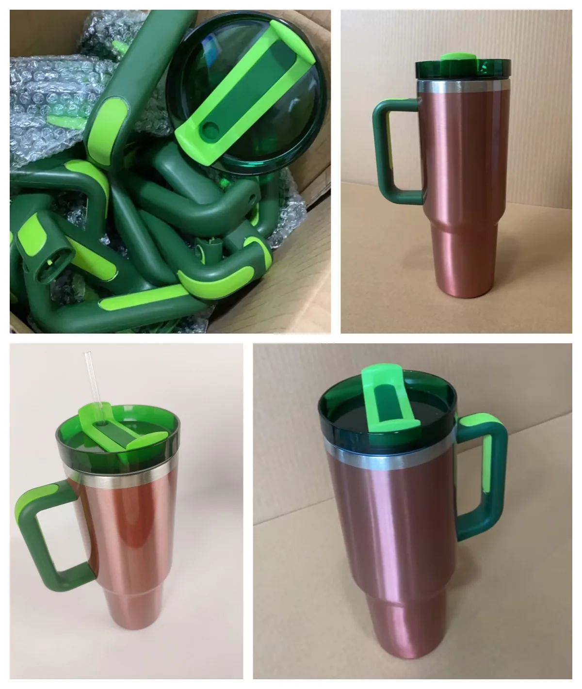 Watermelon Moonshine H2.0 Double Wall Stainless Steel Adventure Tumbler Vacuum 40oz Rose Gold Cup With Handle and straw