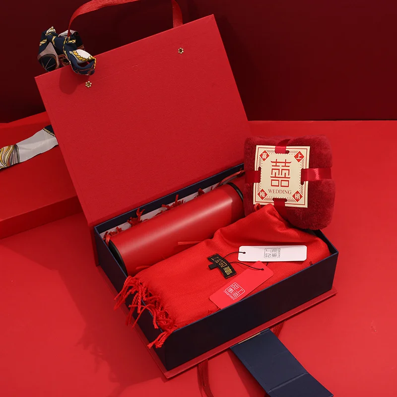 Hot sale Red scarf towel fan Umbrella birthday gift set  Corporate gift set