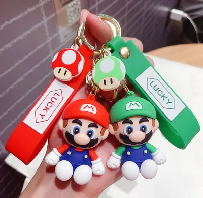 Wholesale Cheap Cartoon Silicone Rubber Keychains anime mario bros Doll Keychain For Women Men Bag Car Keyholder
