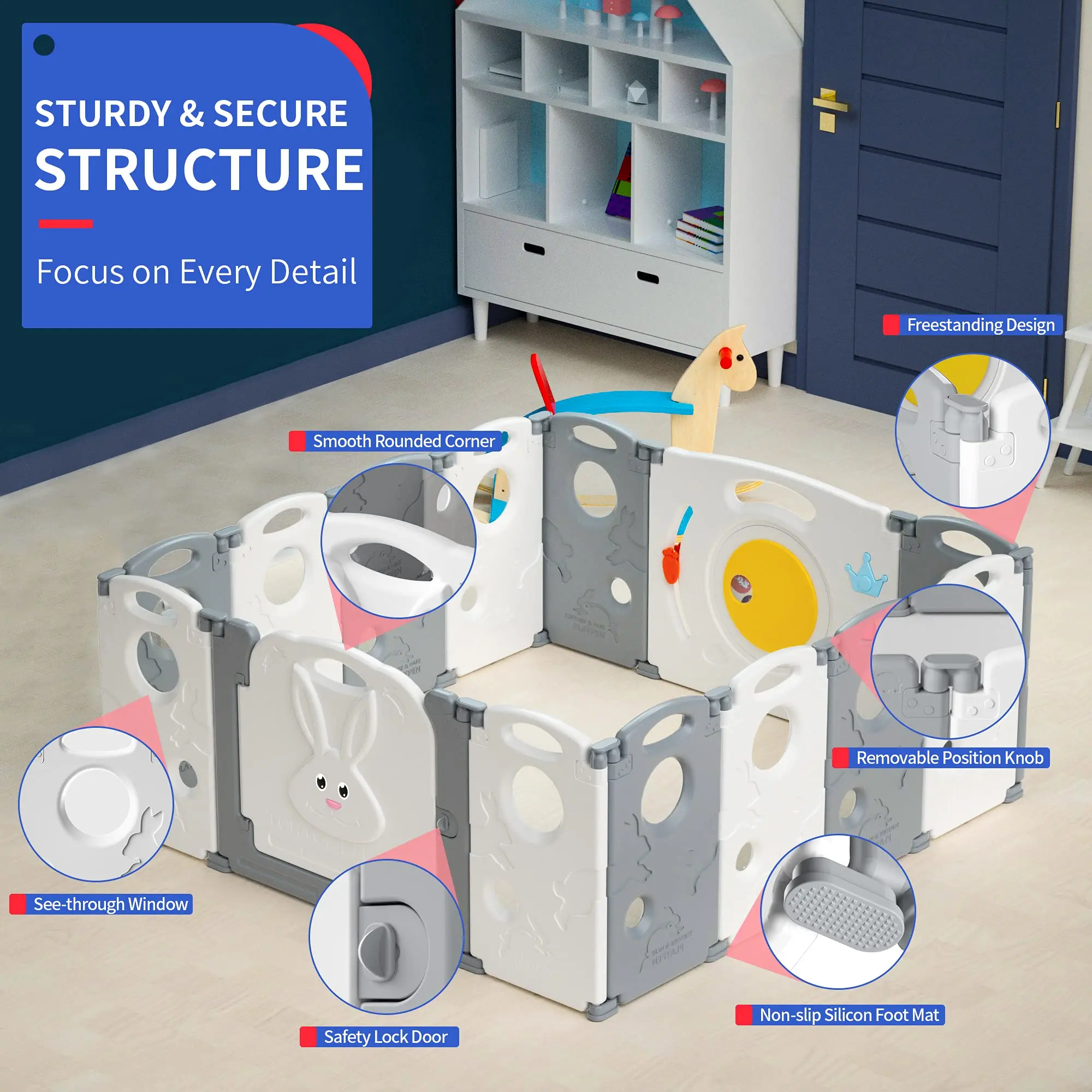 Multi-Combination Luxury Plastic Fence Kids For Children Toddler Playyard Indoor Foldable Game Play Yard Safety Baby Playpens