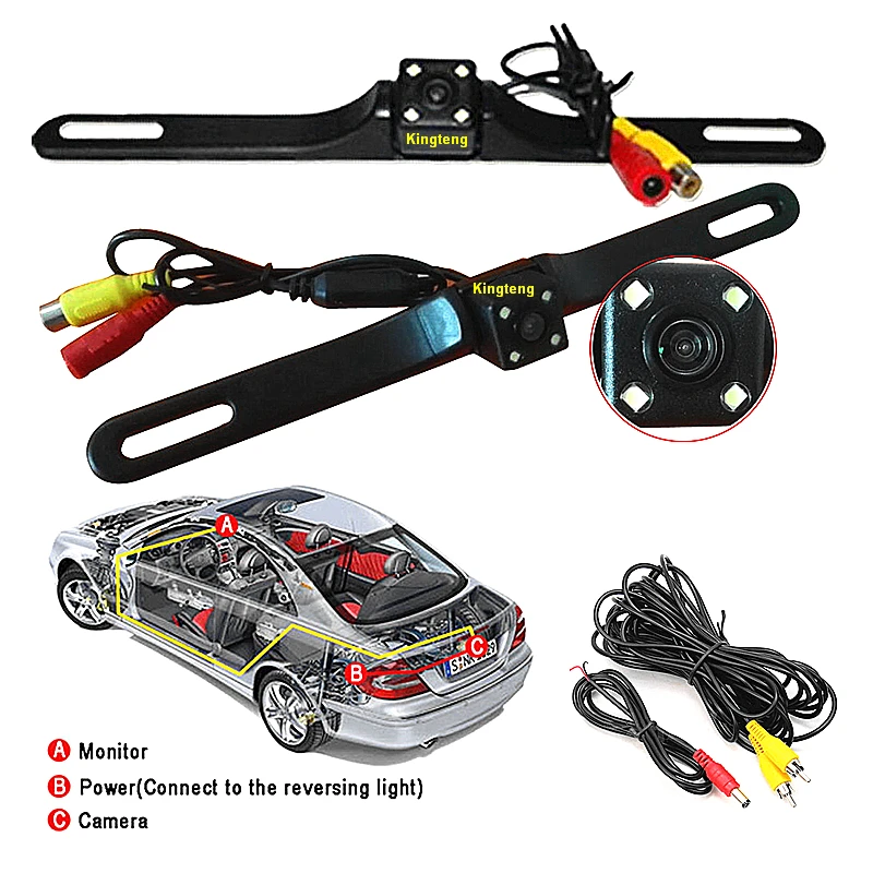 Waterproof 170 Degrees 8 IR Surveillance Mounted AHD Rearview backup recognition Car License Plate Frame Number Camera