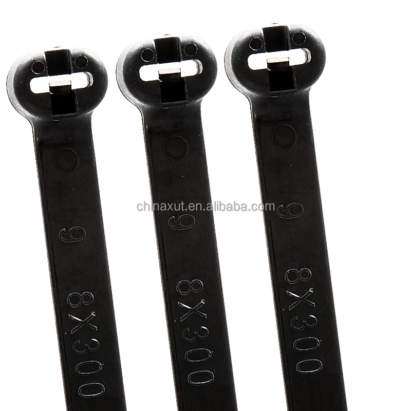 Factory Direct Selling 8 x 200mm Black Self Locking barb lock nylon cable ties with stainless steel Inlay