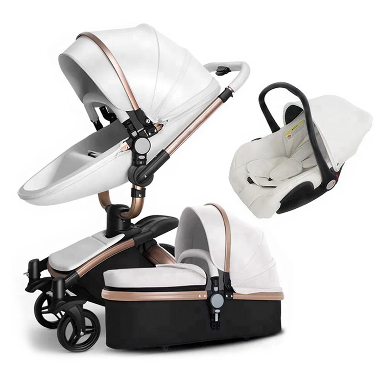 Pu leather Agape stroller 3 in 1 baby pram with EN certificate mima stroller