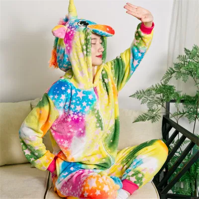 Fleece unicorn one-piece pajamas female adult cartoon animal Christmas Halloween cosplay costume