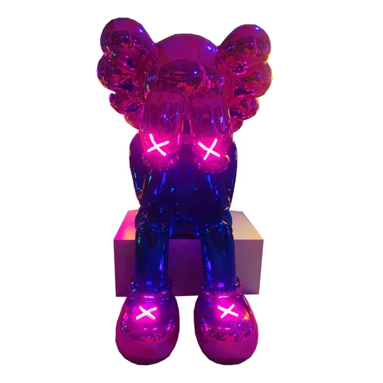 New Design Customized Light Electroplated Fiberglass Bear Brick statue cartoon sculpture for Indoor & Outdoor Decoration