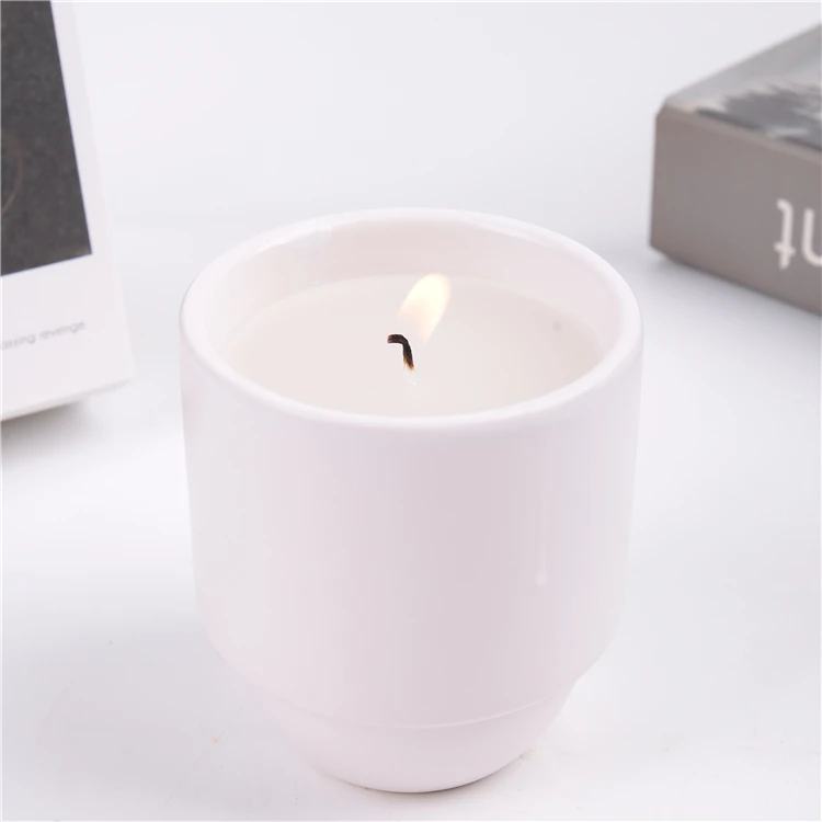 Free Sample Hot selling modern wedding christmas decorative matt candle cup white ceramic candle jars for candle